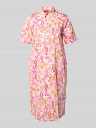 Milano Milano Italy Knielanges Hemdblusenkleid mit kurzer Knopfleiste in Pink, Gr&ouml;&szlig;e 36