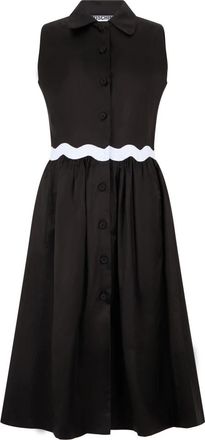 Moschino Elegante Mouwloze Wijdvallende Jurk - Dames - Shirt Kleedjes - Zwart - L - Katoen - Kleedjes