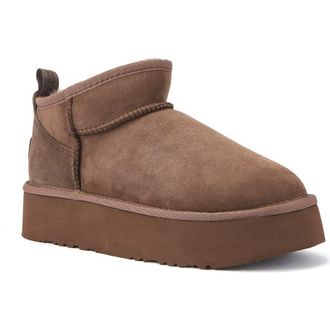 Australia Luxe Cosy Ultra Short Genuine Shearling Platform Bootie in Burnt at Nordstrom Rack, Size 10