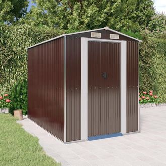 vidaXL Cobertizo Jard&iacute;n Acero Galvanizado Marr&oacute;n Oscuro 192x274x223 Cm Vidaxl