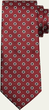 Ermenegildo Zegna Mens Woven Medallion Silk Tie