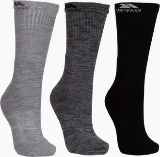 Trespass Mens Trespass Mens Jackbarrow Trekking Socks (Pack Of 3) - Grey - Size: 7/7.5/8/8.5/9/9.5/10/10.5/11