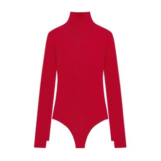 Courr&egrave;ges Full-Body, female, Red, S, Red Ribbed Knit Jumper