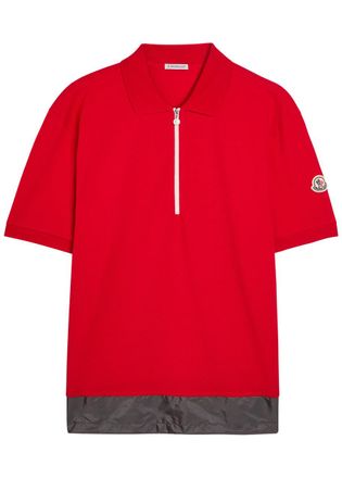 Moncler Logo-appliqu&eacute;d Piqu&eacute; Cotton Polo Shirt - Red - M