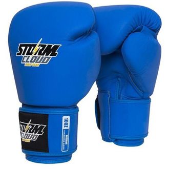 OEM Guantes De Muay Thai Stormcloud Blizzard Classic De Cuero Genuino, Color Azul, 10 Oz