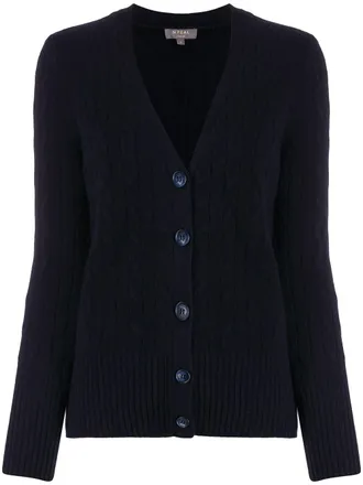 N.Peal v-neck cable knit cardigan - Blue