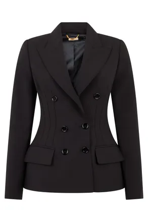 Elisabetta Franchi Double-Breasted Tailored Blazer - Black