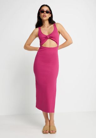 Lascana Midikleid LSCN BY LASCANA, Damen, Gr. 34, N-Gr, lila (schwarz berry), Rippware, Obermaterial: 97% Baumwolle, 3% Elasthan, unifarben, sehr figurbetont 