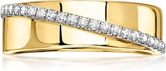 Ross-Simons Lab-Grown Diamond Diagonal Stripe Ring in 18kt Gold Over Sterling