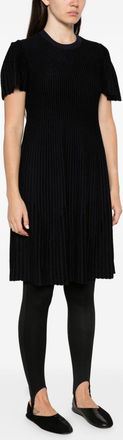 Emporio Armani Ribbed Knit Striped Dress - Black