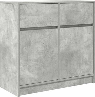 vidaXL Aparador con cajón gris hormigón 80x34x76 cm madera ingeniería vidaXL