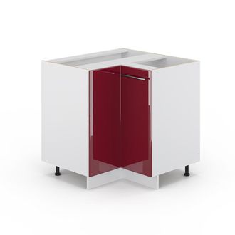 Vicco Armario De Esquina Fame-line, Rojo Burdeos Alto Brillo, 80.5 Cm Sin Encimera Vicco