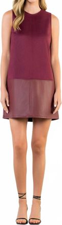 THML Clothing Sleeveless Mixed Media Dress In Burgundy