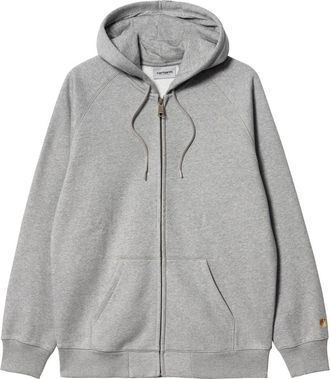 Carhartt Work in Progress Chase Cotton Blend Zip-Up Hoodie in Grey Heather /Gold at Nordstrom, Size Xx-Large