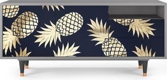 StoryZ Mueble de TV azul y amarillo 2 cajones y 2 puertas L 125 cm