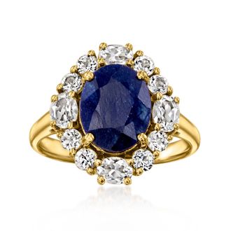 Ross-Simons Sapphire and White Topaz Ring in 18kt Gold Over Sterling