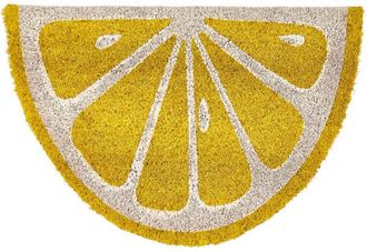 Beliani Beliani - Felpudo Moderno De Interior 40 X 60 Cm Forma De Lim&oacute;n Reverso De Pvc Antideslizante Fibra De Coco Amarillo Ijen