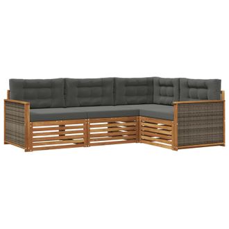 vidaXL Conjunto De Sof&aacute;s De Exterior 4 Pcs Natural Y Antracita Vidaxl