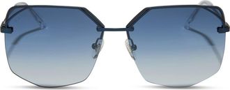 DIFF Eyewear Bree 62mm Square Sunglasses in Deep Navy/Aegean Flash at Nordstrom
