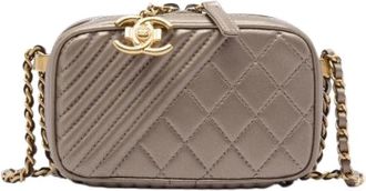 Chanel Pre-owned Coco Boy Camera Bag - Dames - Vintage Schoudertas - Beige - ONE Size - Leer - Vintage