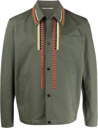 Valentino Embellished Cotton Workwear Jacket - Heren - Zomerjassen - Groen - M - Katoen - Jassen