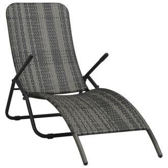 vidaXL Tumbona Plegable De Rat&aacute;n Sint&eacute;tico Gris Vidaxl