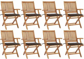 vidaXL Vidaxl - Sillas De Jard&iacute;n Plegables 8 Uds Madera Maciza Teca Con Cojines