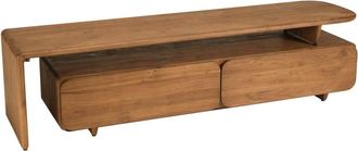 Macabane Mueble de televisi&oacute;n de 2 cajones, de madera de teca reciclada