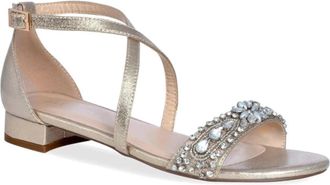 Paradox London Womens Paradox London Elyse Sandals Gold Block Heel Ankle Strap ZAP1973