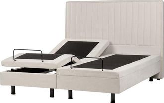 Beliani Adjustable Bed Fabric DUKE II 160 x 200 cm (EU King Size) Light Beige