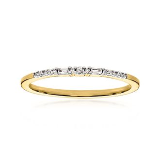 RS Pure by Ross-Simons Round and Baguette Diamond Ring in 18kt Gold Over Sterling