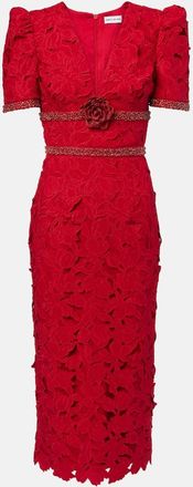 Rebecca Vallance Abito midi in pizzo con decorazioni