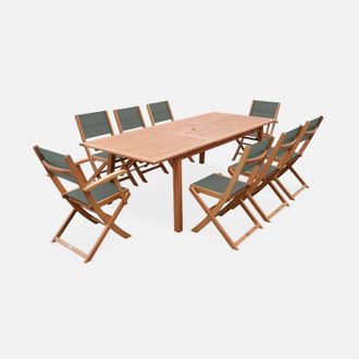Sweeek Mesa De Jard&iacute;n De Madera Extensible, 8 Sillas