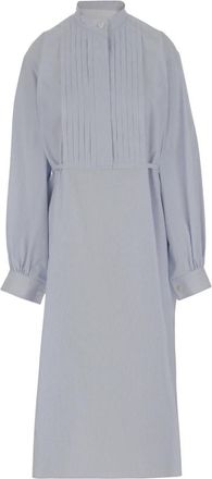 Jil Sander Katoenen jurk met mandarijnkraag en zakken - Dames - Casual kleedjes - Blauw - XS - Katoen - Kleedjes