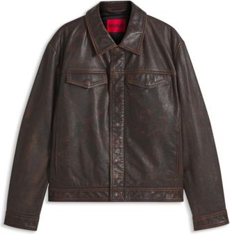 HUGO BOSS Regular-fit leather jacket with chest pockets