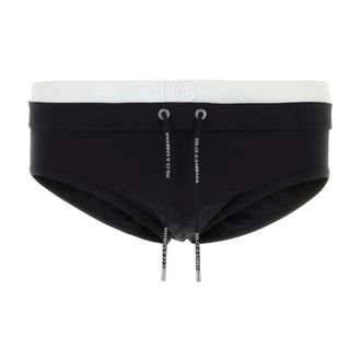 Dolce & Gabbana Beachwear, male, Black, Size: 3XL Stretch Nylon Swimming Brief