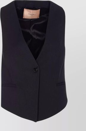 Twin-Set sleeveless v-neckline jacket back slit