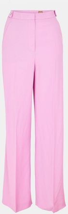 HUGO BOSS Womens Tacilana Solid Patterned Wide Leg Trousers in Open Pink - Size 6 UK