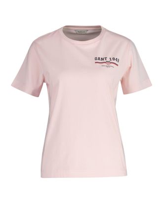 GANT T-Shirt GANT REG GRAPHIC SS T-SHIRT, Damen, Gr. XXL, rot (salmon), Single Jersey, Obermaterial: 100% Baumwolle, regular fit, Rundhals, Shirts T-Shirt,
