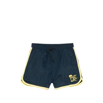 Dr&ocirc;le de Monsieur Beachwear, male, Blue, Size: XL Short Plage Slogan Palmiers
