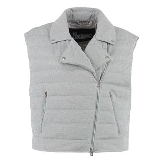 Herno Vests, female, Gray, Size: M Full zip field vest