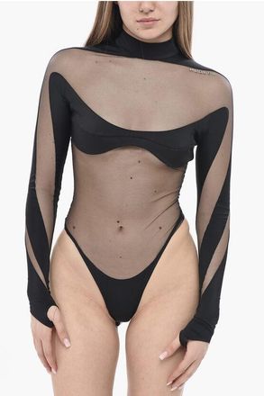 MUGLER Mesh Bodysuit BRA with Back Zip size 40