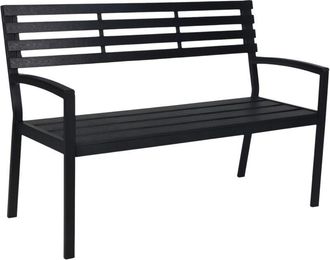 Relaxdays Banco De Jard&iacute;n Relaxdays, 2 Plazas, (h X W X D): 88 X 128 X 59 Cm, Metal Y Wpc, Banco Terraza, Jard&iacute;n, Balc&oacute;n, Negro