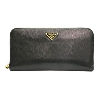 Prada Black Vitello Move Long Wallet (Bi-Fold) (Pre-Owned)