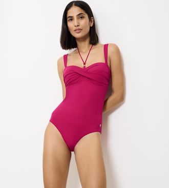 Triumph Badeanzug TRIUMPH Summer Twist, Damen, Gr. 38, Cup E, lila (berry), Microfaser, Obermaterial: 77% Polyamid, 23% Elasthan, Badeanz&uuml;ge Badeanzug, softes