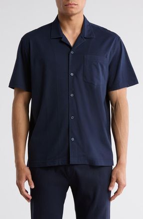 14th & Union Jersey Short Sleeve Button-Up Resort Shirt in Navy Blazer at Nordstrom Rack, Size Xx-Large