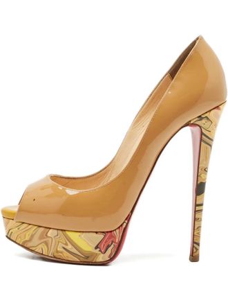 Christian Louboutin Lady Peep platform pumps - women - Calf Leather/Calf Leather/Calf Leather - 38.5 - Neutrals