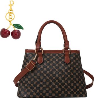 Generic Small Hobo Bucket Crossbody Bag for Women, Ladies Trendy Vegan Leather Top-Handle Handbag, Daily Work & Shopping Satchel Purse with Keychain (Brown,23