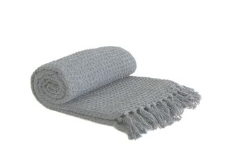 TJ Hughes Honeycomb - Recycled Cotton Throw in Silver - TJ Hughes