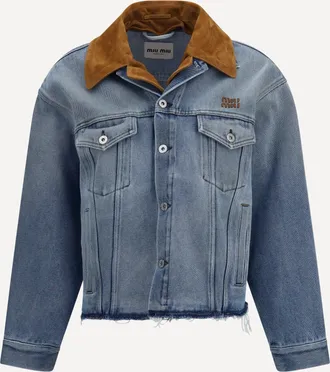 Miu Miu Washed denim and suede Jacket Female 40